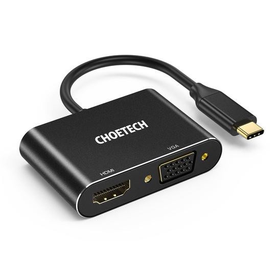 CHOETECH Kabel Video Adapter Converter USB Type C to HDMI 4K VGA 1080P - HUB-M17 - Black