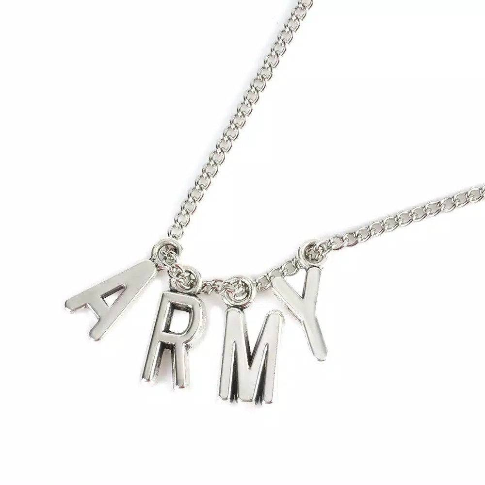 Kalung Rantai dengan Liontin ARMY KPOP BTS Bangtan Boys Untuk Pria