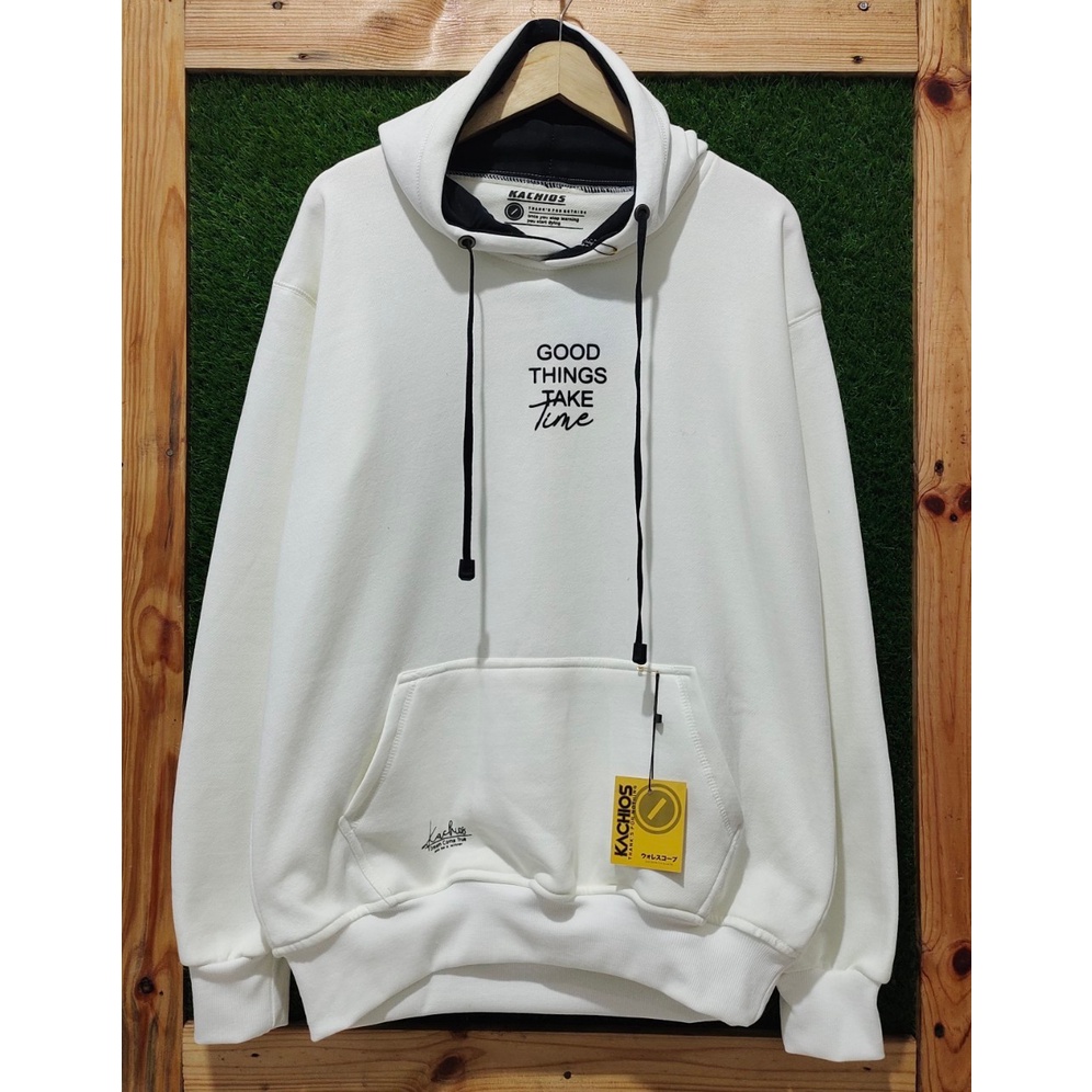 SWITER pria switer cowok KACHIOS warna putih JPN logo gambar putih sweater terbaru hoodie distro hoodie over size jumbo xxl jamper hoodie japan style unisex size m l xl xxl premium