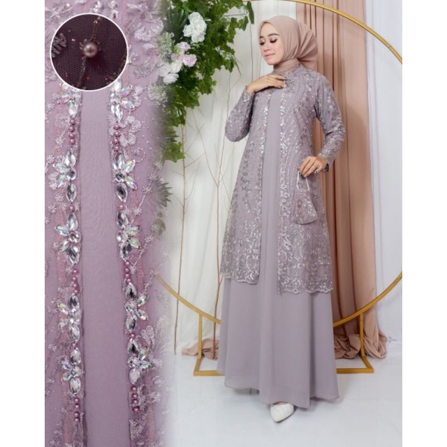 GAMIS SHABIRA // BAHAN TILLE BORDIR MUTIARA // By Ratu Kebaya