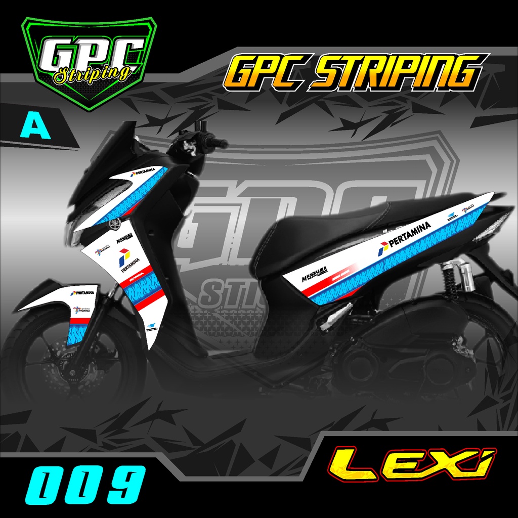 Sticker Striping Sticker Yamaha Lexi 009-Variasi List Motor Lexi Desain Pertamina Mandalika GPC