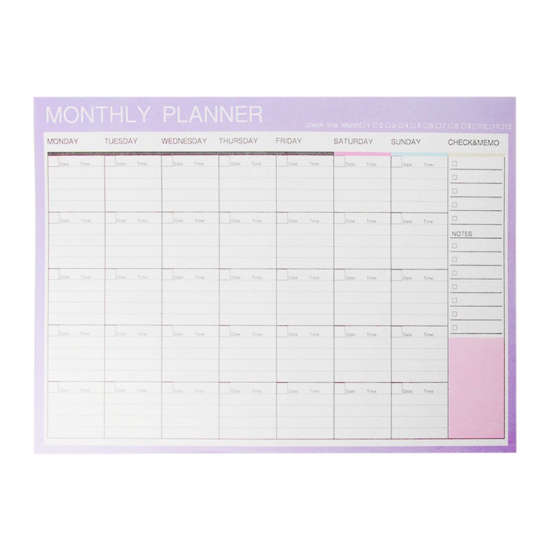 Mary Monthly Paper Pad 20lembar DIY Planner Meja Agenda Hadiah Perlengkapan Kantor Sekolah