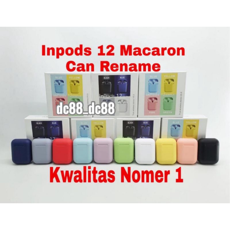 Inpods makaron i12 headset bluetooth wireless inpods 12