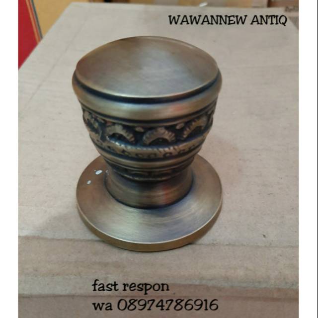 Knop Pintu / Handle Pintu / Gagang Lemari Pintu Rumah Kuningan Antik Motif Ukir 02