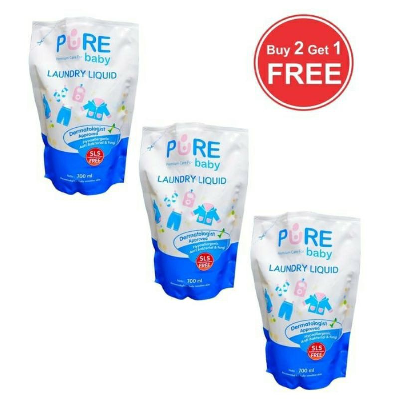 Pure Baby Laundry Liquid 700ML Refill buy 2get 1