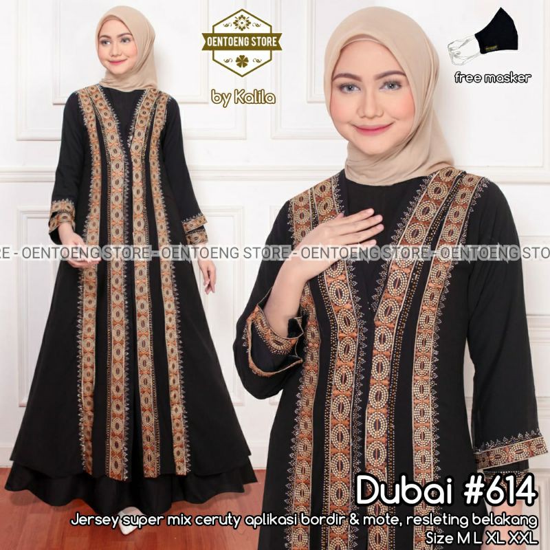 GAMIS MUSLIM ABAYA TURKI HITAM JERSEY PREMIUM SUPER MEWAH