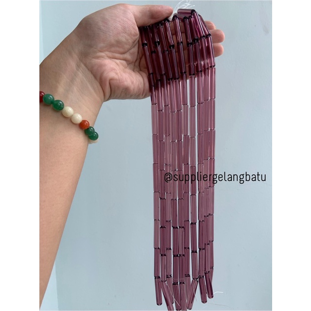 manik glass bead amethys quartz 30 x 5mm bahan prakarya gelang kalung