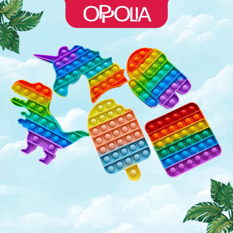 Oppolia Silikon Pop it Murah Rainbow Fidget Push Pop Its Fidget Toy Bubble Kids Push Unicorn Dino-6