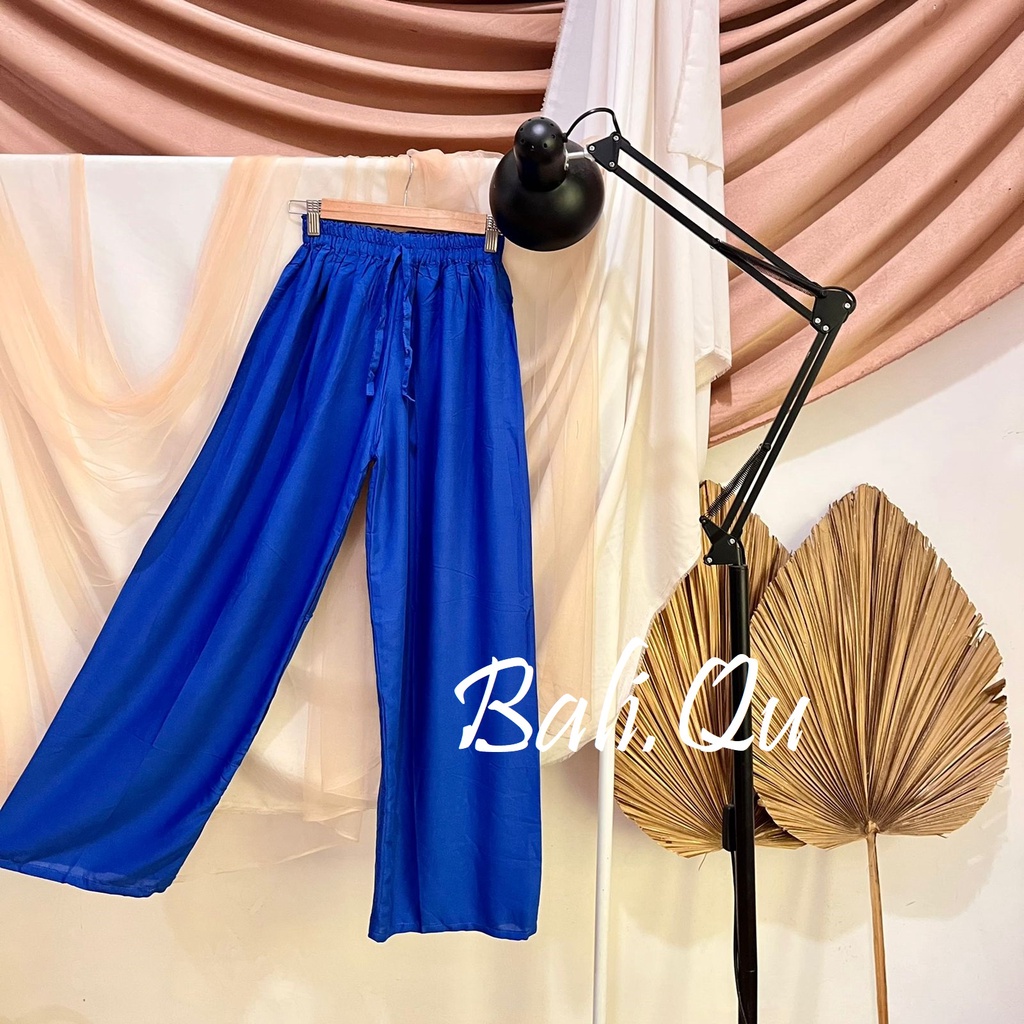 Basic Kulot Panjang Rayon Motif Bali-BIRU TUA