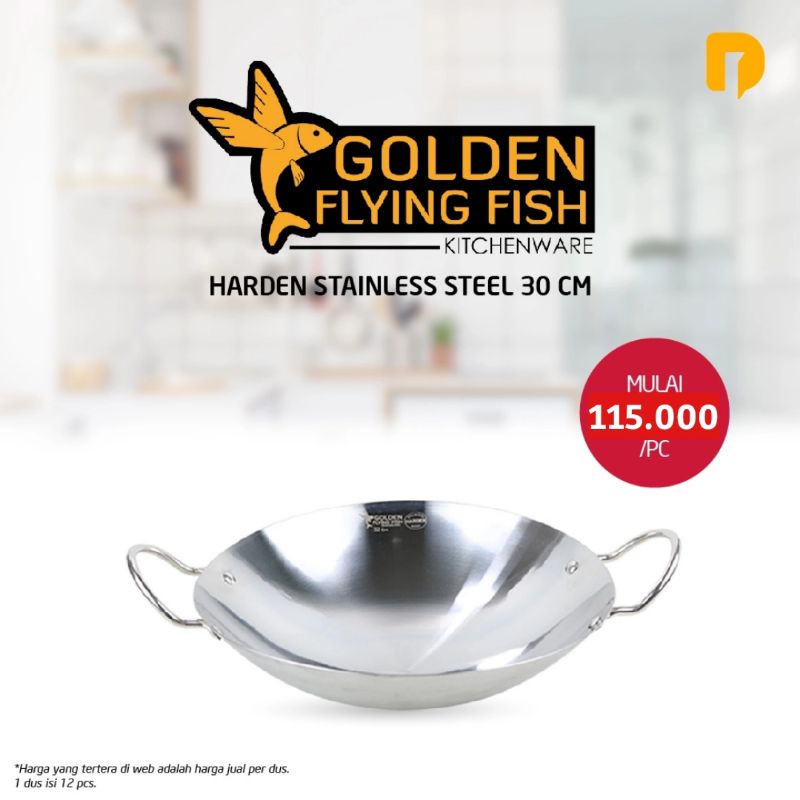 DUSDUSAN Golden Flying Fish Harden Stainless Steel Panci Penggorengan