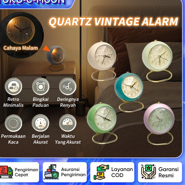 Stok terbatas.. ISKU Quartz Vintage Alarm Jam Alarm clock retro Clock Aesthetic Korean Style Jam Wek