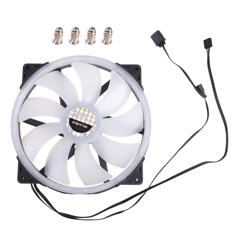 Bt Pendingin CPU, Sistem Radiator LED RGB 200mm Untuk Case Fan, Edisi Sepi Kipas Sasis Warna-Warni Aliran Tinggi Untuk PC CPU Ca