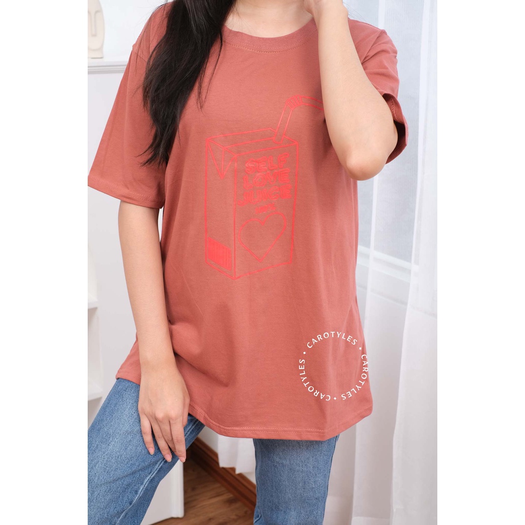 CAROTYLES Kaos Wanita Oversize Dusty Rose Collection Lengan Pendek Katun