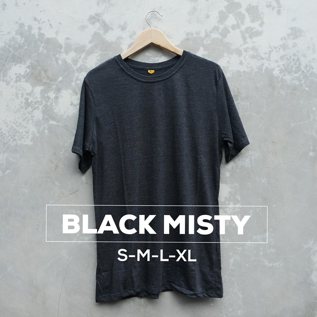 Kaos Polos Pria Black Misty Cotton Combed 30s  - Baju Polos Pria Black Misty