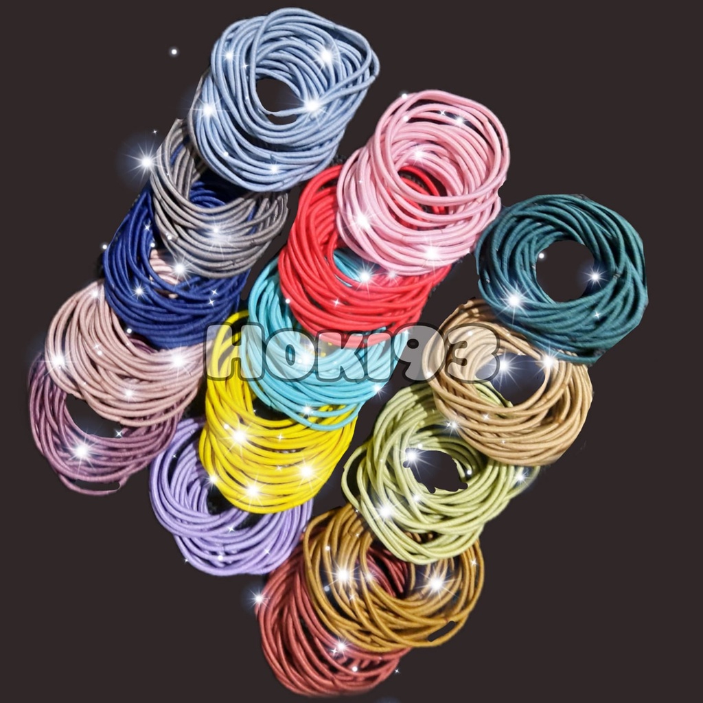 Tali Rambut Korea 100pcs Multicolour plus Pouch