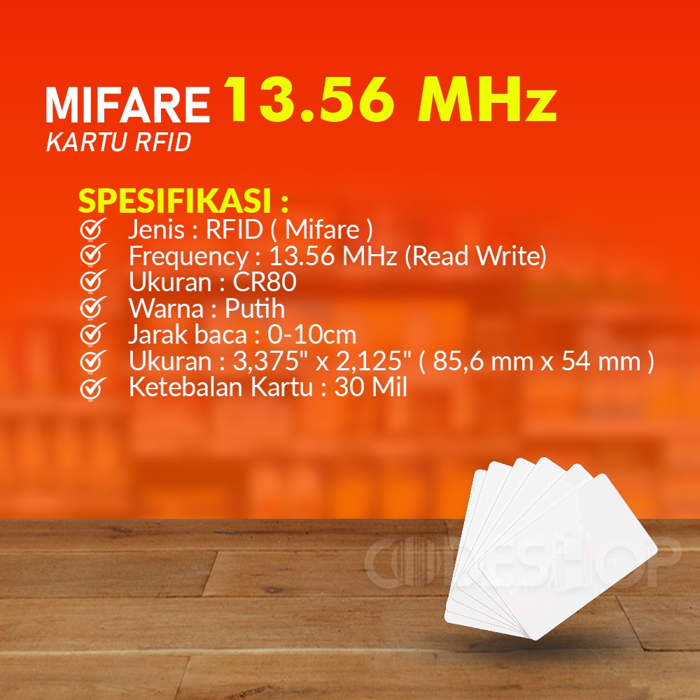 Kartu RFID Mifare 13.56 MHz PVC Polos ID Card Member Parkir