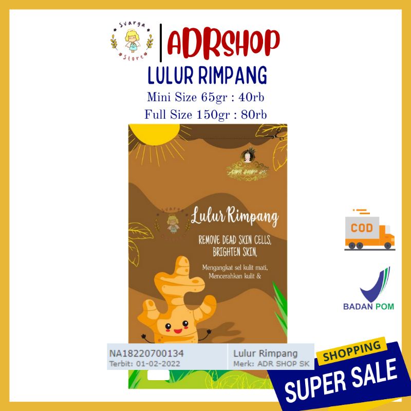 BPOM | ADRSHOP LULUR RIMPANG | Lulur Badan ADR | lulus putih scrub badan