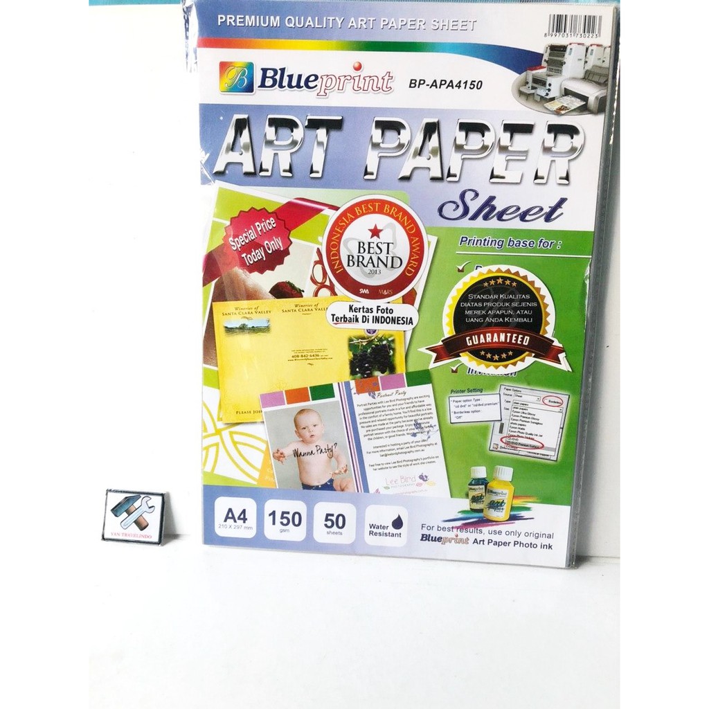 

KERTAS ART PAPER SHEET GLOSSY A4 ISI 50 KETEBALAN 150 GSM WATER RESISTENT BROSUR PAMFLET MENU KERTA