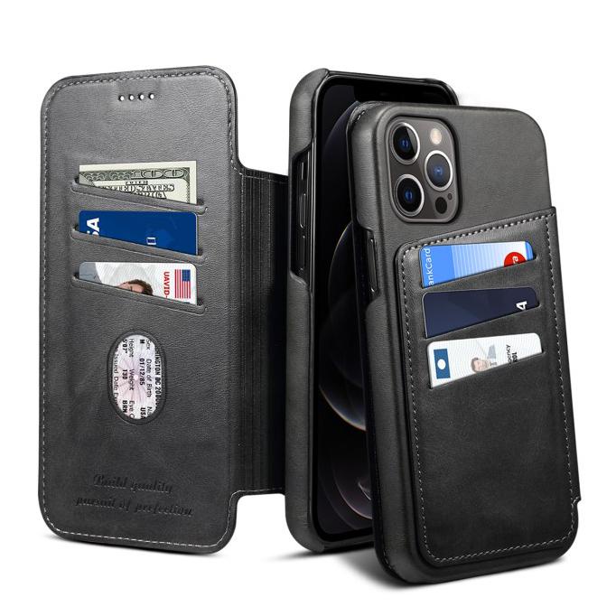 Leather Case iPhone 12 Pro Max / 12 Mini Card Slot Casing Kulit Cover - 12 Mini, Cokelat