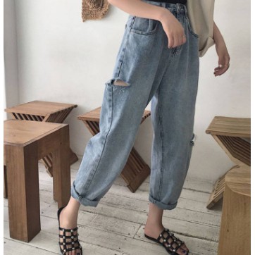 RIPPED JEAN BOYFRIEND BF WANITA PANJANG CELANA SOBEK JEANS