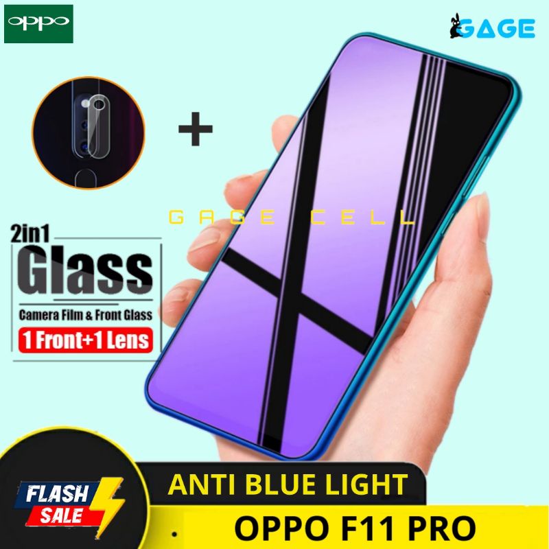 2in1 TEMPERED GLASS ANTI BLUE LIGHT FULL LAYAR OPPO F11 PRO TG ANTI GORES OPPO F11 SCREEN PROTECTOR