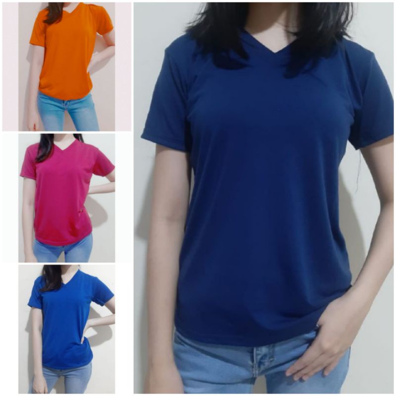 KAOS POLOS V.NECK LENGAN PENDEK SPANDEX SOFF