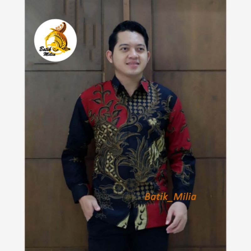 baju batik pria murah full puring lengan panjang