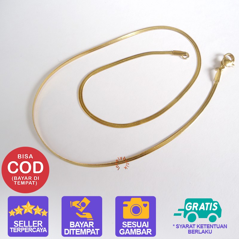 Lovelybutik  Kalung Rantai Titanium Anak Anti Karat  Kalung Titanium Anak Model Belut Pipih Lentur 35 cm