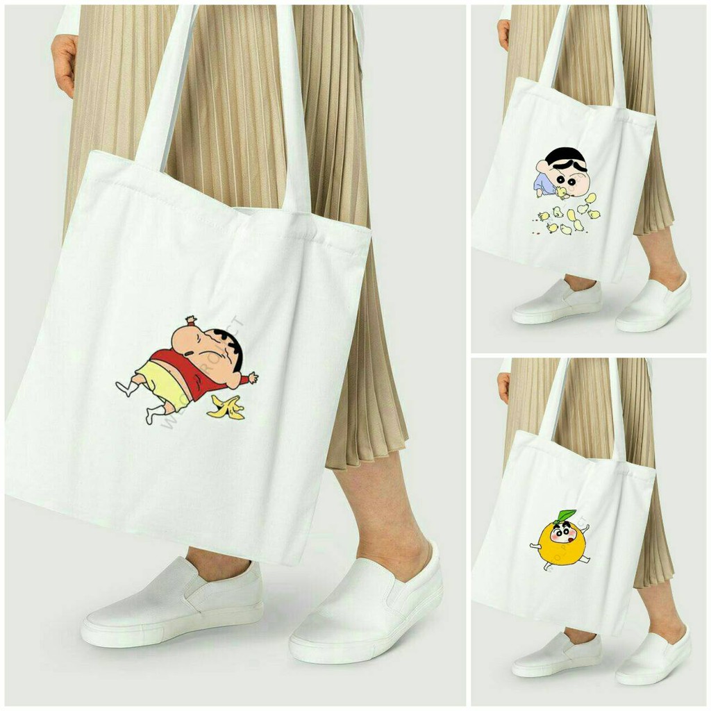 TOTE BAG KANVAS MURAH / TOTE BAG WANITA / TOTE BAG MOTIF SINCHAN