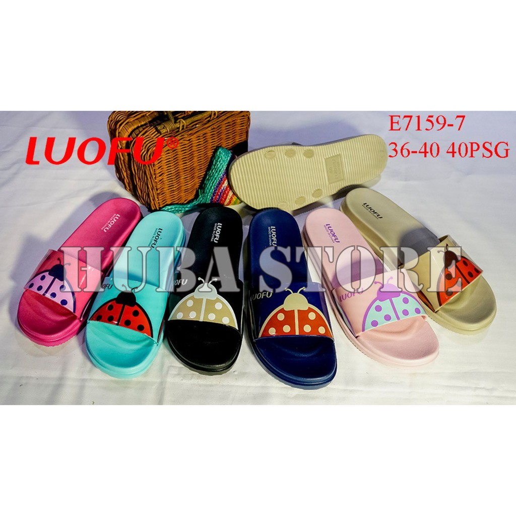 HUBA SANDAL WANITA FLAT SENDAL SELOP KARET CEWEK JELLY IMPOR  E7159-7