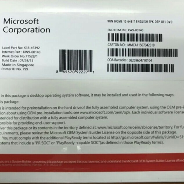 Windows 10 Home OEM 64Bit Original