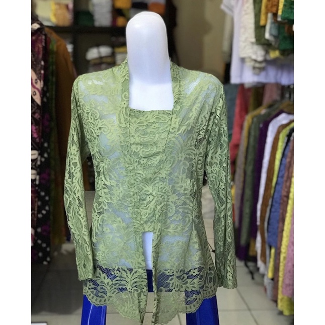 (Bisa COD) kebaya bali brokat strait sofia lengan panjang-Telur asin