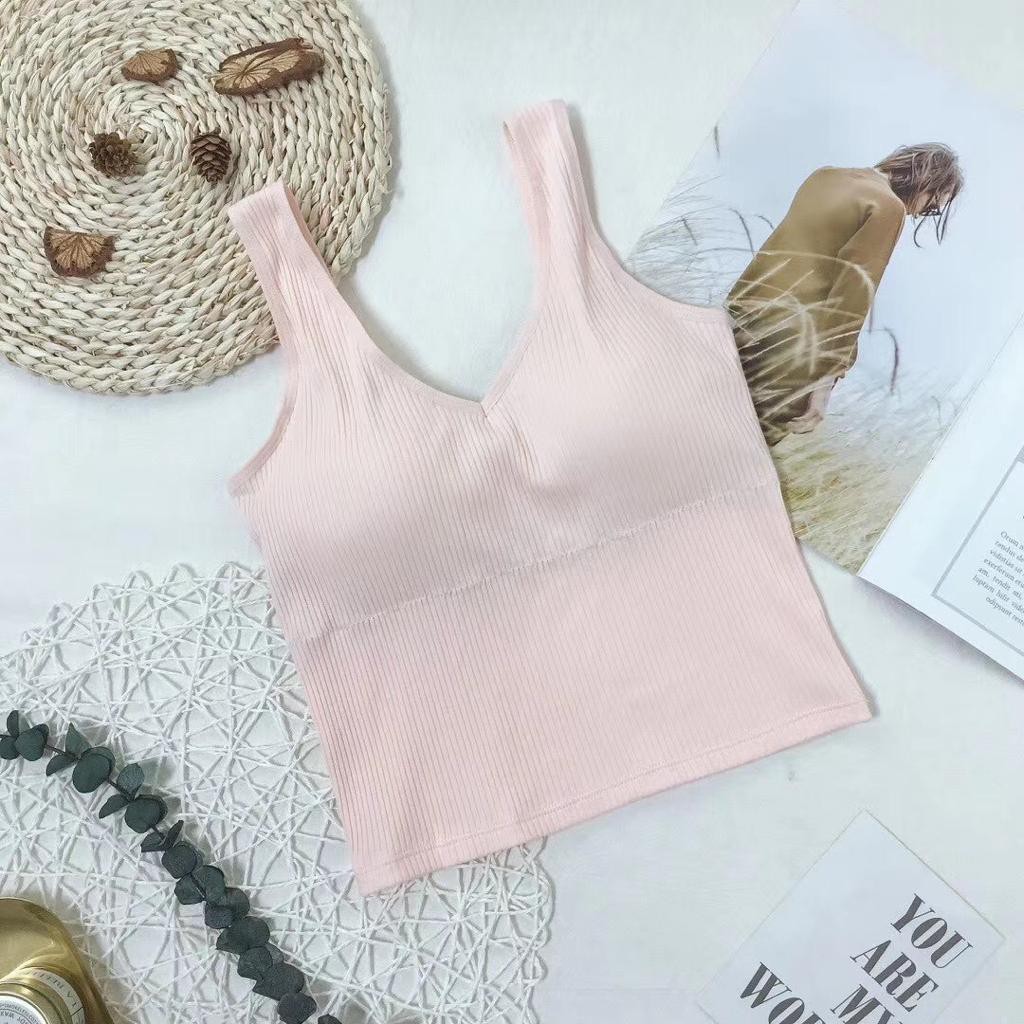 Tank Top Bra Polos Import Korean tanktop Wanita Tengtop-Pink