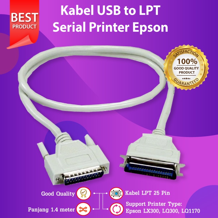 Kabel DB25 Paralel LPT Printer Dot Matrix LX300 LQ300 LQ1170 LQ1180