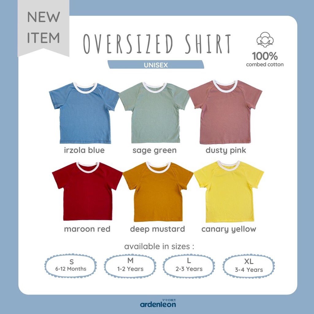 ARDENLEON Oversized Shirt Kids / Kaos Santai Rumah Polos Simple Anak Arden Leon