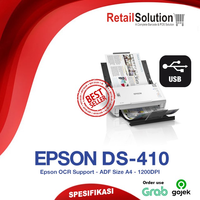 Scanner ADF A4 F4 - Epson WorkForce DS410 / DS-410 / DS410 Garansi