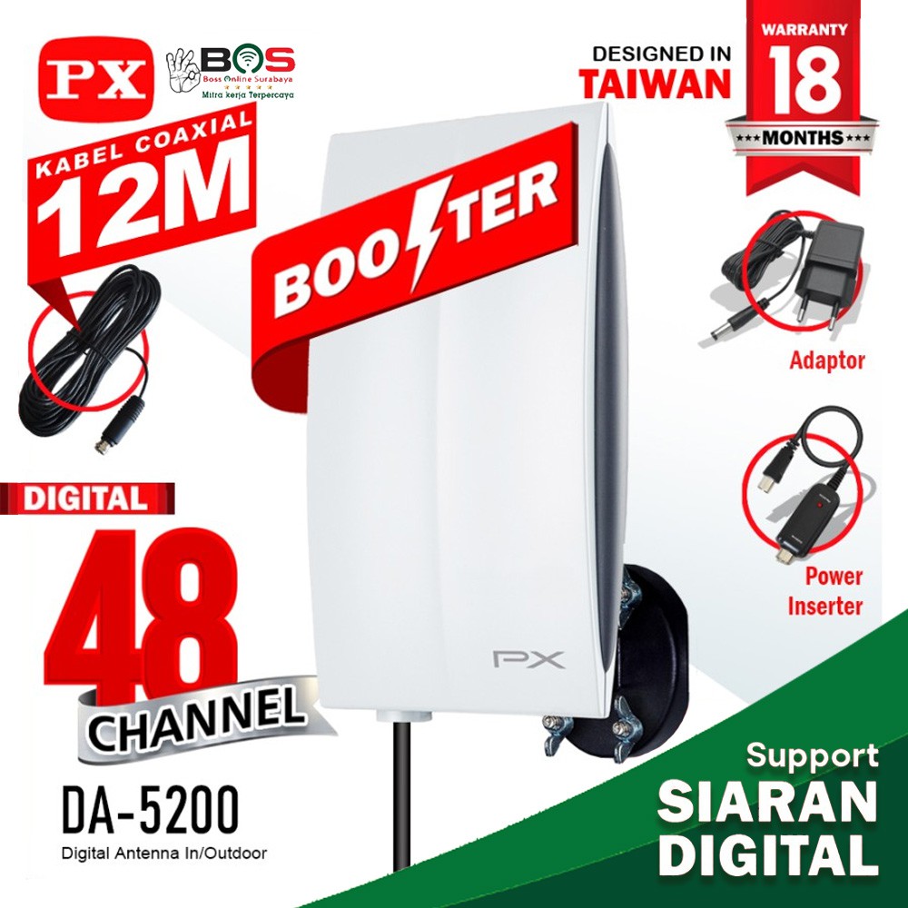 Antena TV Booster Indoor Outdoor Digital Analog PX DA-5200 DA 5200