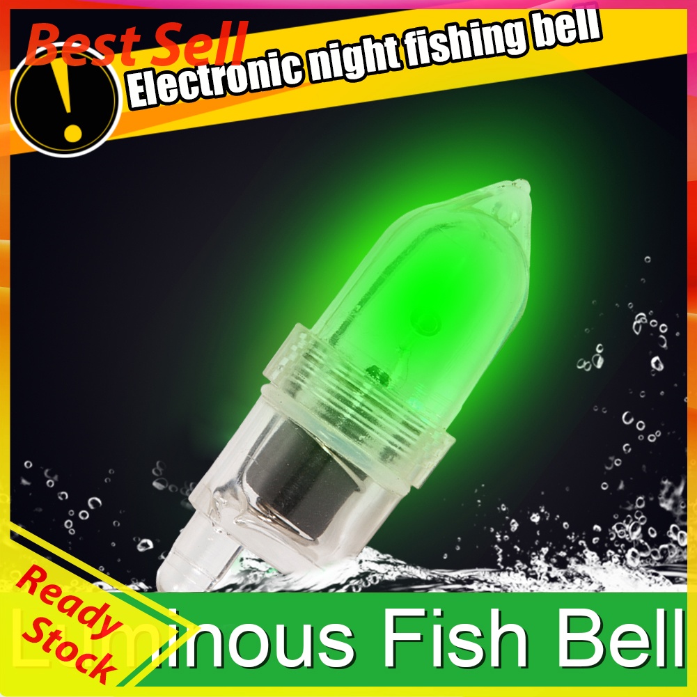 2x LED Fishing Rod Tip Night Lights Flash Bite Alarm Alert Bell Signal Lamp