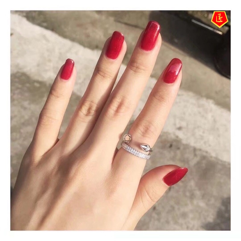 [Ready Stock]S925 Silver Sweet Personality Rivet Open Ring for Women
