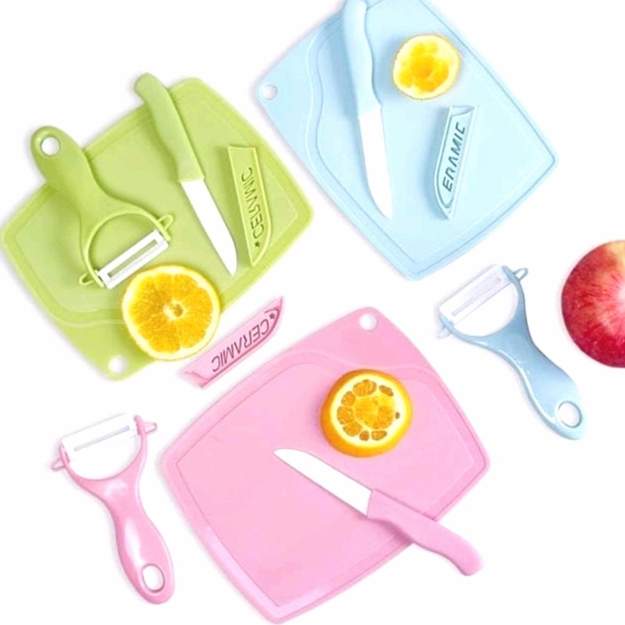 Pisau Dapur Set Lengkap Keramik 3 in 1 + Talenan Ceramic Knife Peeler