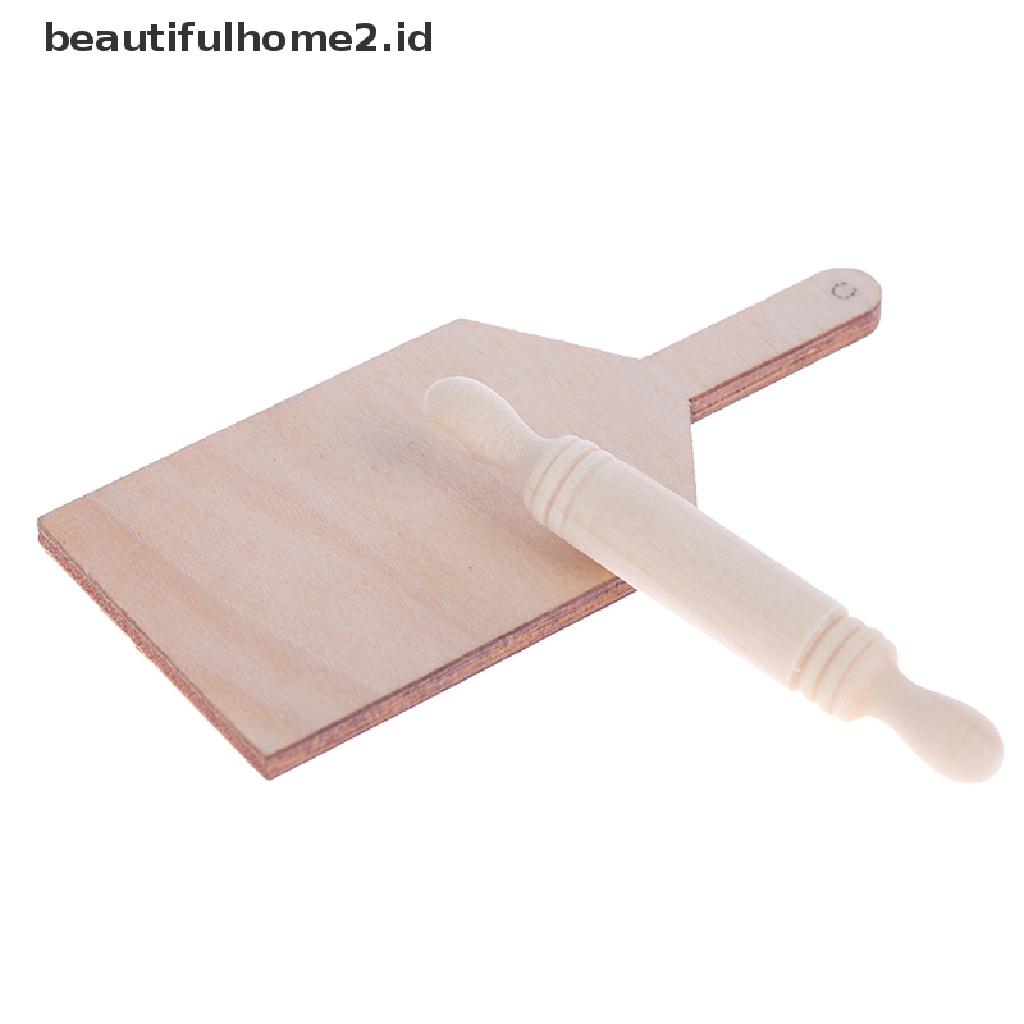 (Beautifulhome2.Id) Mainan Miniatur Papan Potong / Rolling Pin Skala 1: 12 Untuk Aksesoris Dapur Rumah Boneka