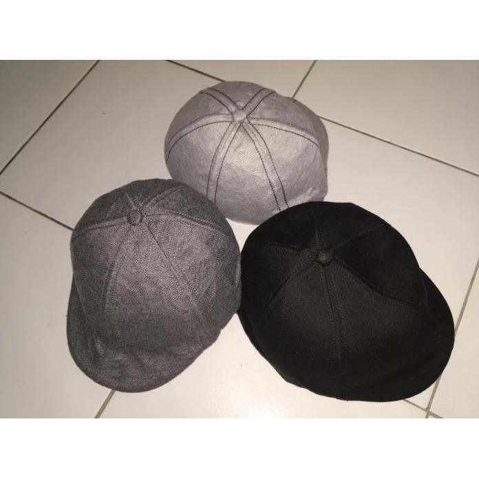 Topi Patino | Topi Kodok | Newsboy | Flat Cap | Topi Pet | Fleece - Hitam Best Quality