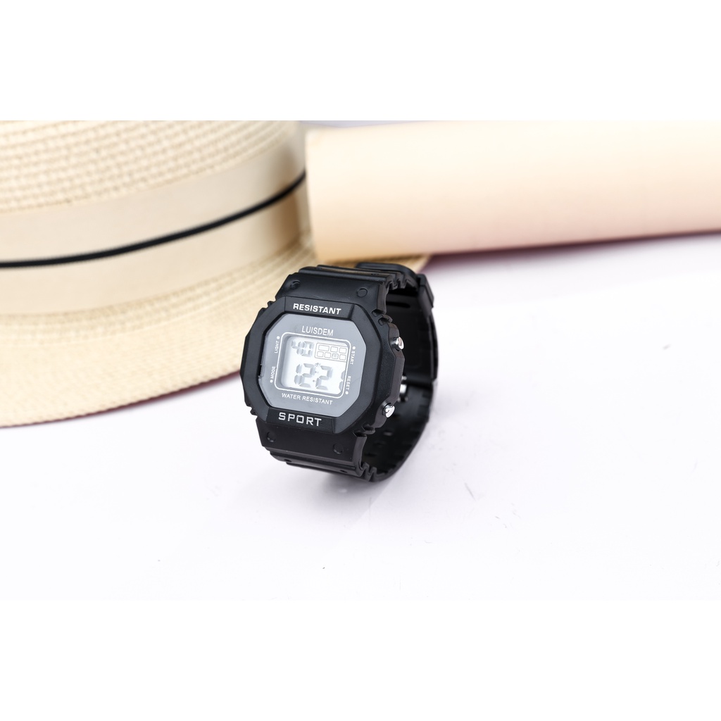 COD JAM TANGAN DIGITALMURAH KARET SPORT LED  POLOS COUPLE RUBBER PRIA WANITA SEGI  GROSIR M137