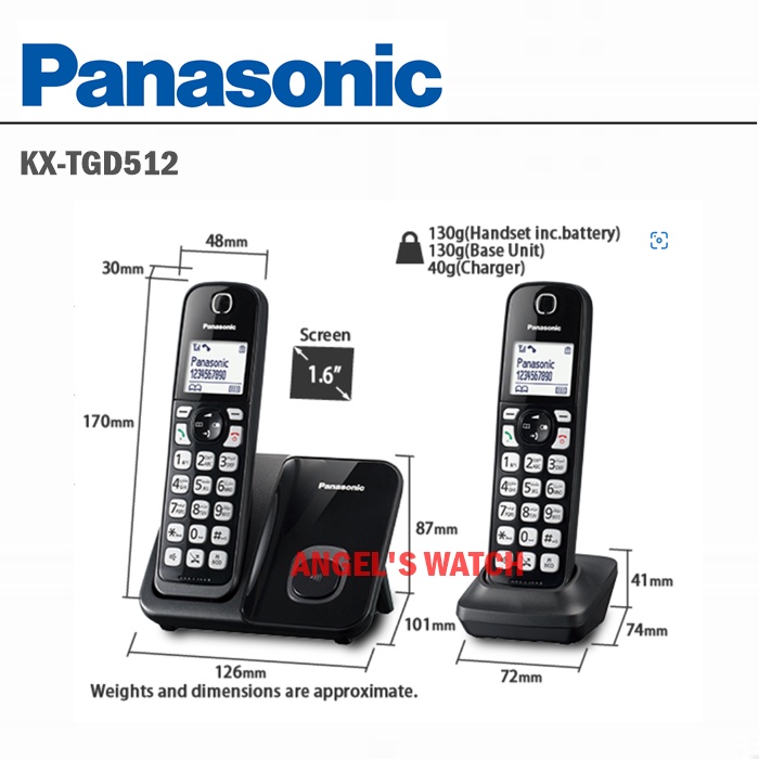 angelswatch telepon wireless panasonic 2 handset kx-tgd512 TGD512/ WIRELESS PHONE ORIGINAL PANASONIC KX-TGD512 TGD512