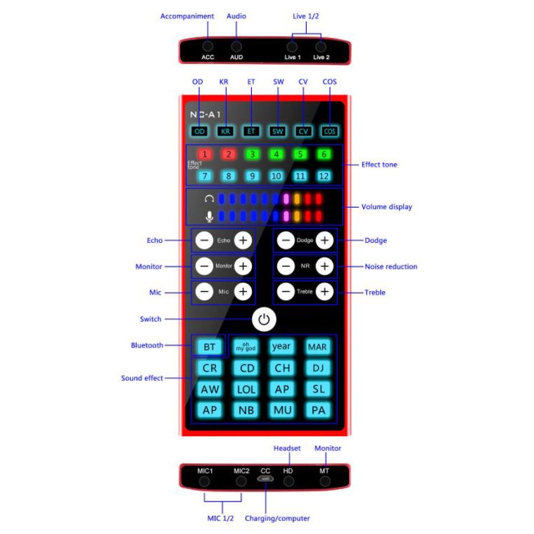 SC-005 NC-A1 Mixer Audio Broadcast Bluetooth Live Sound Card Microphone Condenser KTV Karaoke