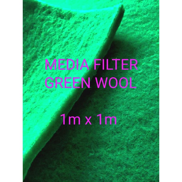 MEDIA FILTER KOLAM AQUARIUM GREEN WOOL/BLUE WOOL 1MX1M