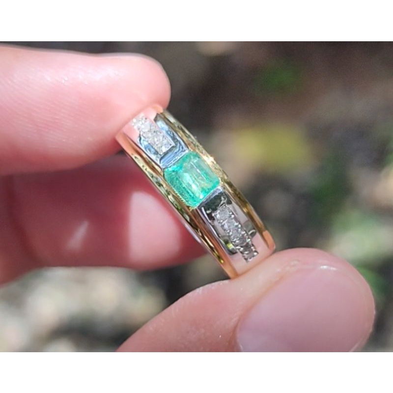 cincin perak berlian laki laki zamrud