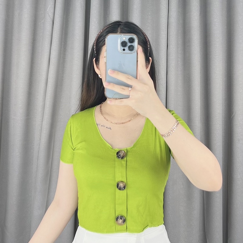 Yoan button crop top | Crop top kancing spdx | Atasan wanita crop