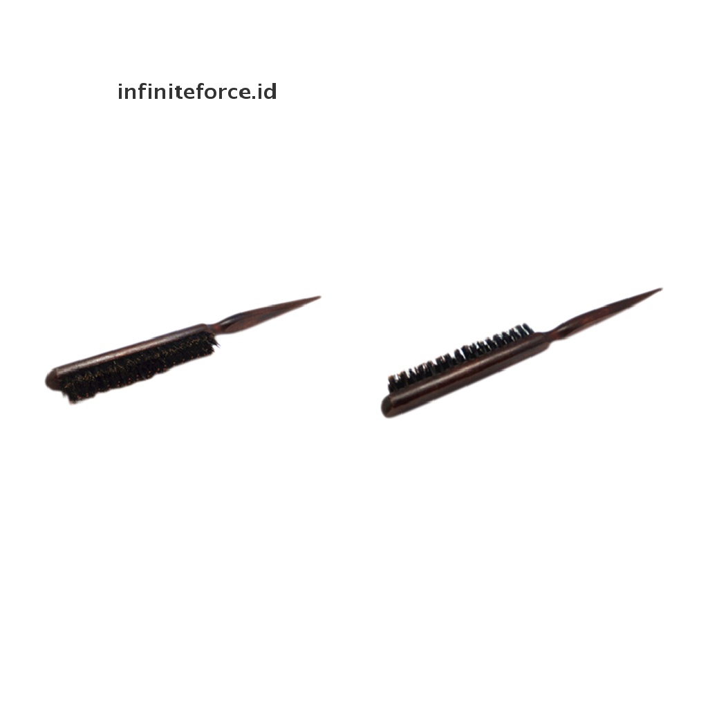 (Infiniteforce.Id) Sikat Rambut Bulu Babi Hutan Alami Gagang Kayu Untuk Salon / Barber