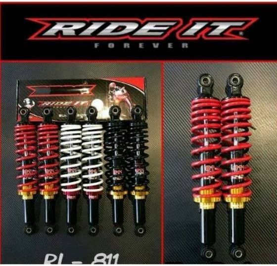 SkOK shock belakang 340 pir merah hitam merk RIDE IT BEBEK ISI 2 UKURAN 340 mm